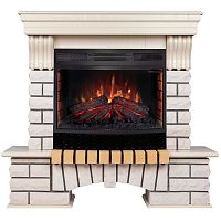 Каминокомплект COUNTRY/БРУКЛИН Белый дуб с очагом Электроочаг FIREFIELD 25