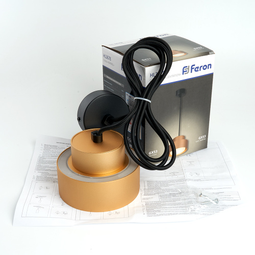 Светильник потолочный Feron HL3678 Barrel AURA levitation 12W, 230V, GX53, золото, на подвесе 1,7 м фото 6