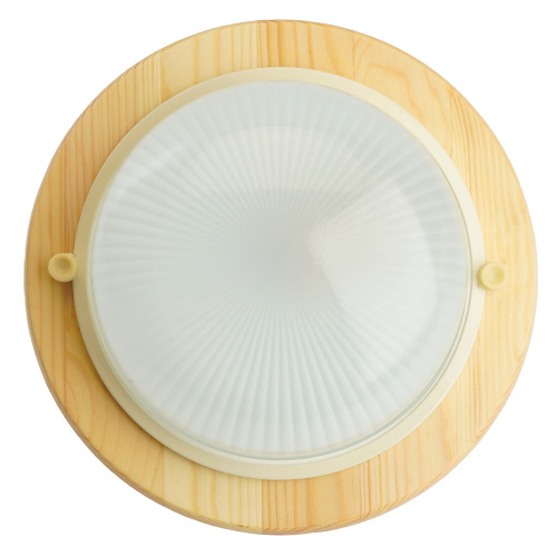 Светильник накладной IP54, 220V 60Вт Е27, дерево, клен, круг НБО 03-60-011 фото 4