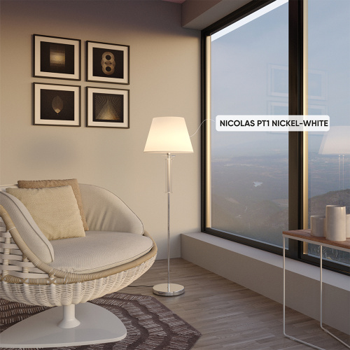 Торшер Crystal Lux NICOLAS PT1 NICKEL/WHITE фото 4 Торшер Crystal Lux NICOLAS PT1 NICKEL/WHITE фото 4