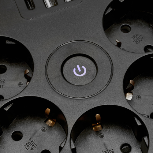 HM10-51-01 Удлинитель 5-местный с/з, 3x1мм2, 2.5м, 250В, 16А, 2USB+С 5V 3,1А, серия Comfort, черный фото 6