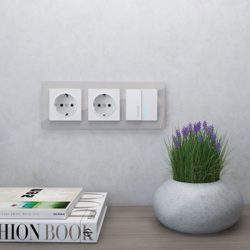 Рамка из стекла на 3 поста Favorit дымчатый W0031117 фото 3