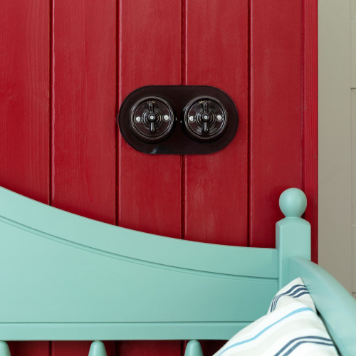 Выключатель на 4 положения двухклавишный черный ретро W5620008 фото 3