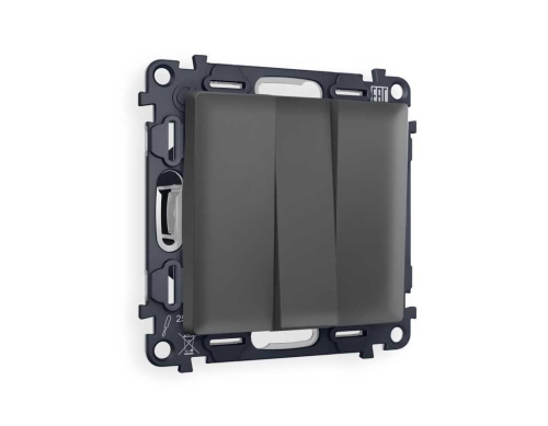 Комплект механизма 3-кл выключателя AMBRELLA VOLT ALFA Графит мягкое касание QUANT (AP9050, VM133) MA905010