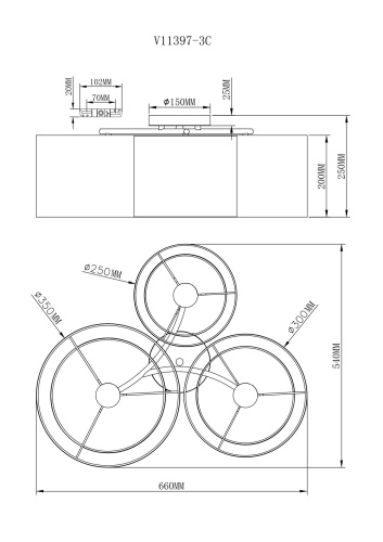 Светильник потолочный Moderli V11397-3C Massa фото 2