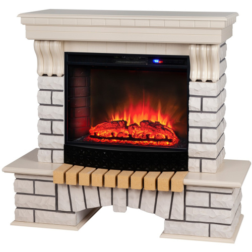 Каминокомплект COUNTRY/БРУКЛИН Белый дуб с очагом Электроочаг SPARTA 25.5 фото 2