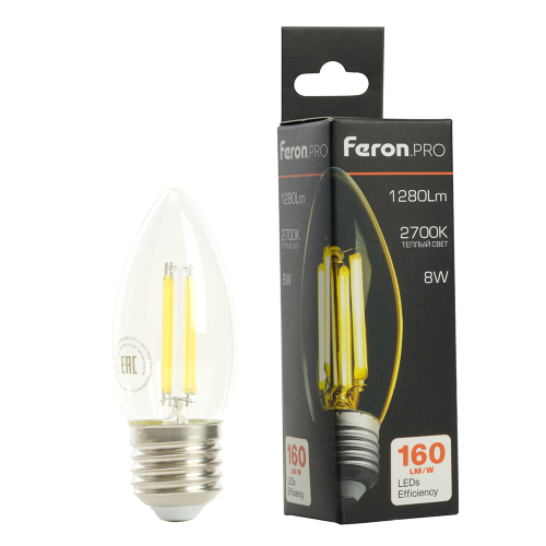 Лампа светодиодная Feron.PRO LB-1208 Свеча E27 1280LM 8W 175-265V 2700K фото 8