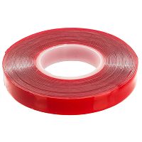 Скотч акриловый двусторонний STEKKER INTP5-0812-5 0,8*12 мм,длина 5м, прозрачный , красная подложка