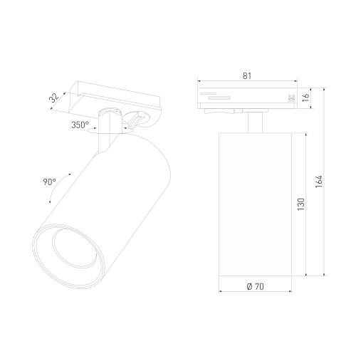 Basic System Comel Трековый поворотный светильник 18W 4200K черный однофазный 85211/01 фото 9