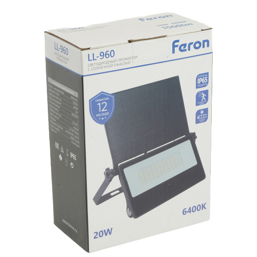 Прожектор с солнечной панелью,  LL-960, IP65 20W 6400K фото 15