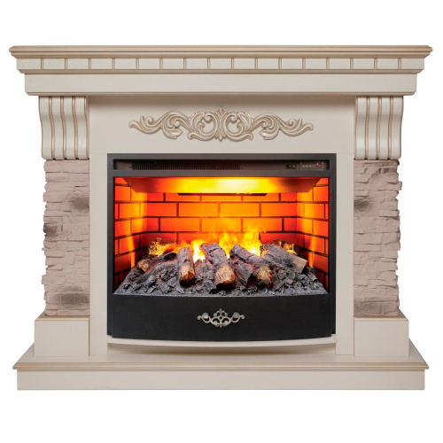 Электрокамин RealFlame Marseilles WT белый дуб с золотой патиной с очагом 3D Firestar 25,5 фото 2 Электрокамин RealFlame Marseilles WT белый дуб с золотой патиной с очагом 3D Firestar 25,5 фото 2