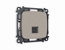 Комплект механизма компьютерной розетки AMBRELLA VOLT OMEGA Серо-бежевый матовый RJ-45(8P8C) CAT6 с шторкой QUANT (OP3720, VM188) MO372010