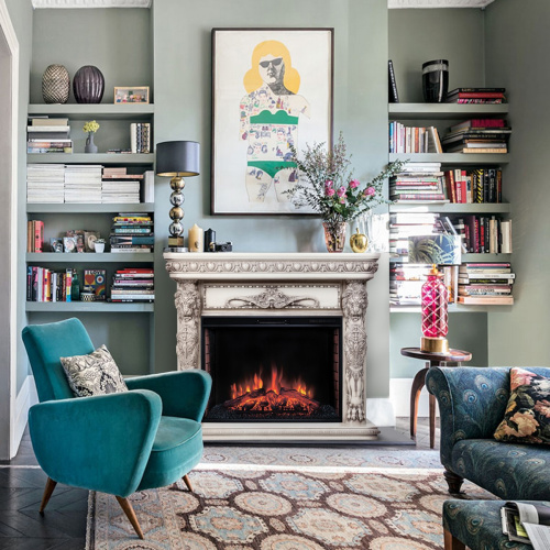 Каминокомплект ROMANO/ЛИОН Бежевый дуб с серой патиной с очагом Электроочаг EPSILON/ЭПСИЛОН 33 фото 3