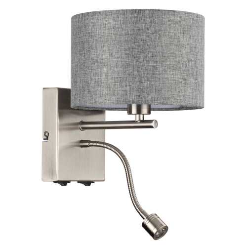 8251/2W MODERNI LN26 530 никель/серый, металл/текстиль бра Е14 40W + LED 3W 4000K 220V NIKKI 8251/2W MODERNI LN26 530 никель/серый, металл/текстиль бра Е14 40W + LED 3W 4000K 220V NIKKI
