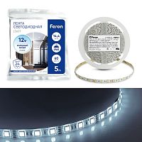 Светодиодная LED лента Feron LS607, 60SMD(5050)/m 14.4W/m 12V IP65 5m 6500К