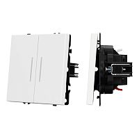 Механизм выключателя двухклавишный проходной LED SWT-NOBE-MKP2-SFPL-L-WH (230V, 10A) Arlight 054240