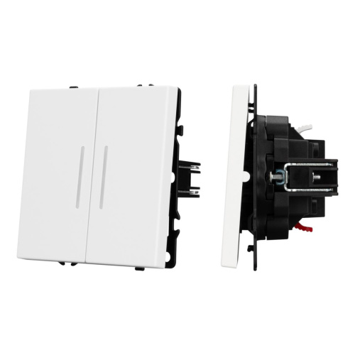 Механизм выключателя двухклавишный проходной LED SWT-NOBE-MKP2-SFPL-L-WH (230V, 10A) Arlight 054240 Механизм выключателя двухклавишный проходной LED SWT-NOBE-MKP2-SFPL-L-WH (230V, 10A) Arlight 054240
