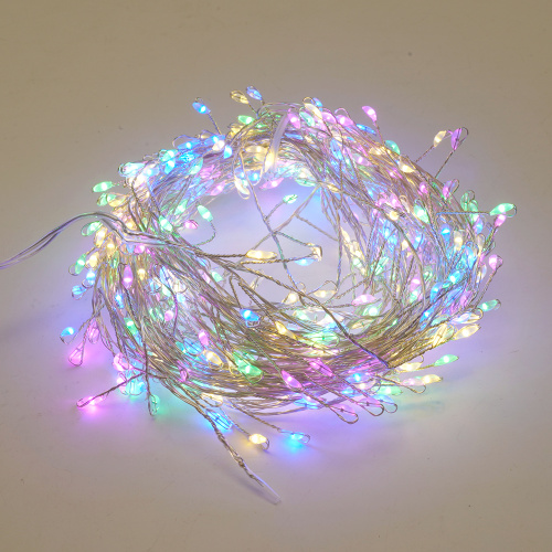 Светодиодная гирлянда Кластер (на проволоке) Feron CL584 линейная 12м  мультиколор, c питанием от сети 230V, прозрачный шнур фото 5