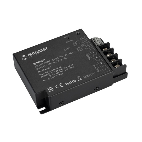 INTELLIGENT ARLIGHT Диммер SMART-PWM-101-73-DIM-PD-SUF Black (12-48V, 1x20A, 2.4G) (IARL, IP20 Металл, 5 лет) 028175(1) INTELLIGENT ARLIGHT Диммер SMART-PWM-101-73-DIM-PD-SUF Black (12-48V, 1x20A, 2.4G) (IARL, IP20 Металл, 5 лет) 028175(1)