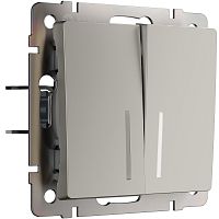 Выключатель двухклавишный проходной с подсветкой (дымчатый) W1222104