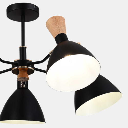 SLE1256-402-05 Светильник потолочный Черный/Черный, Светлое дерево, Золотистый E14 5*40W VISTA фото 6