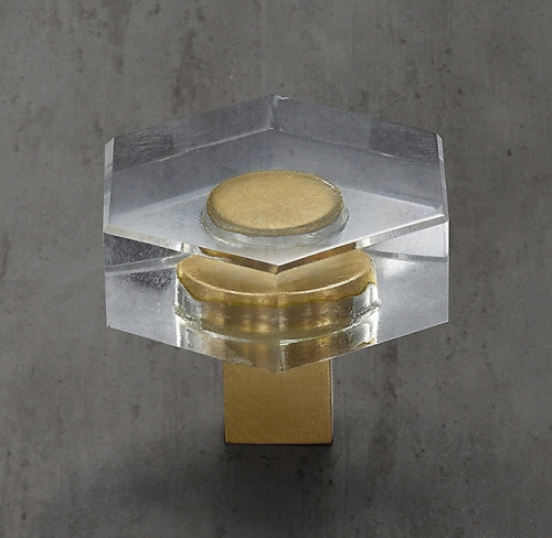 Ручка-кнопка Lambeth Crystal Hex. d.3.2 Lac.Burnished Brass