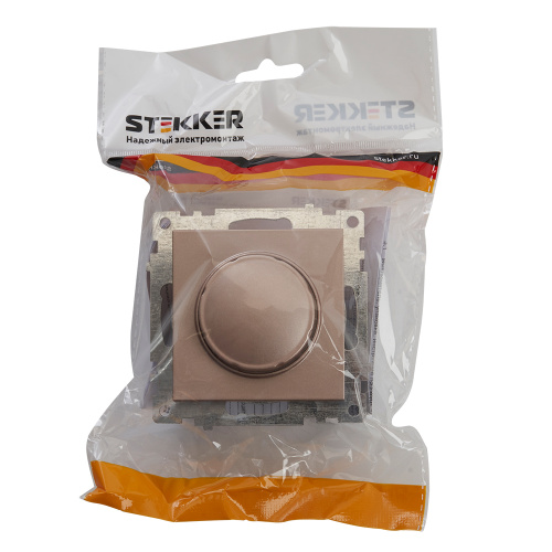 Выключатель диммирующий TRIAC(механизм), STEKKER GLS10-7106-02, 250V, 500W, серия Катрин, шампань фото 6