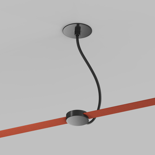 TR5514-BK Встраиваемое основание с возможностью подачи питания треку-ремню Belty, серия Base. Не вмещает блок питания. D65мм, монтажный D50мм, коннектор на проводе, L200-1500мм, IP20, черный, алюминий фото 5