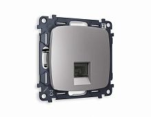 Комплект механизма телефонной розетки AMBRELLA VOLT OMEGA Сталь матовый RJ-11(4P4C) с шторкой QUANT (OP5120, VM190) MO512030
