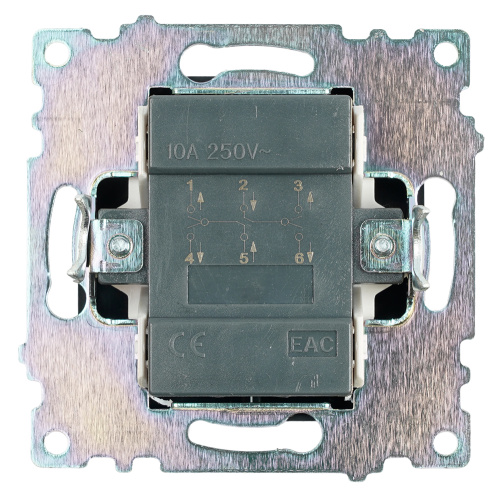 Переключатель 2-клавишный (механизм), STEKKER GLS10-7107-05, 250V, 10А, серия Катрин, черный фото 3