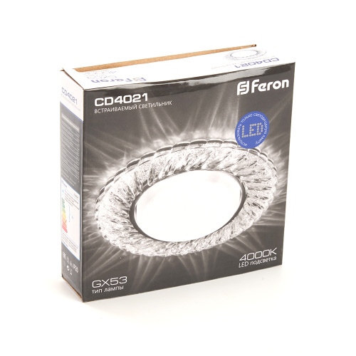 Светильник встраиваемый с белой LED подсветкой Feron CD4021 потолочный GX53 без лампы прозрачный фото 8