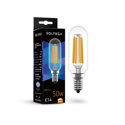 Лампа светодиодная Voltega E14 5W 3000K прозрачная 7266 Лампа светодиодная Voltega E14 5W 3000K прозрачная 7266
