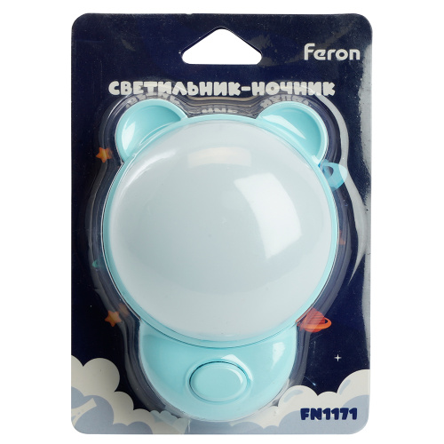 Светильник ночник Feron FN1171 1.2W 220V, синий фото 2 Светильник ночник Feron FN1171 1.2W 220V, синий фото 2
