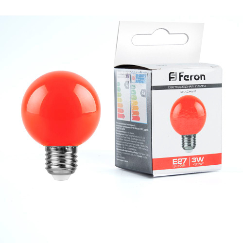 Лампа светодиодная Feron LB-371 Шар матовый E27 3W 230V красный
