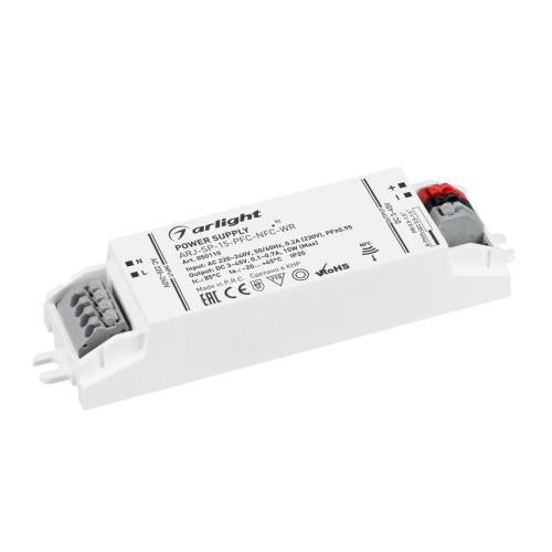 Блок питания ARJ-SP-15-PFC-NFC-WR (15W, 3-45V, 0.1-0.7A) Arlight 050110 Блок питания ARJ-SP-15-PFC-NFC-WR (15W, 3-45V, 0.1-0.7A) Arlight 050110