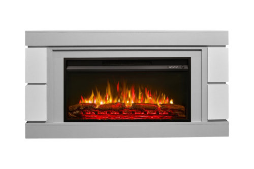 Каминокомплект ДЭНВЕР Серый камень/Белый с очагом Электроочаг PREMIER/ПРЕМЬЕР 36