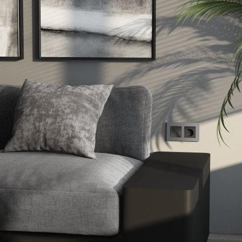 Рамка из поликарбоната на 2 поста Slab серебро софт W0022965 фото 3