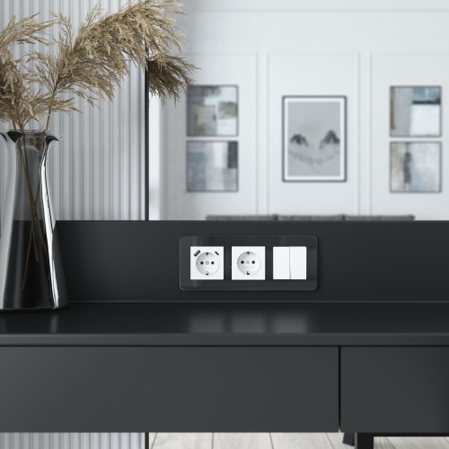 Рамка из стекла на 3 поста Elite черный W0032448 фото 2