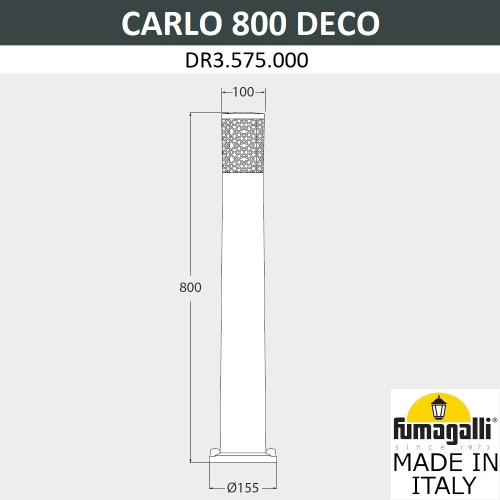 Fumagalli Садовый светильник-столбик FUMAGALLI CARLO DECO 800 DR3.575.000.LXU1L фото 2 Fumagalli Садовый светильник-столбик FUMAGALLI CARLO DECO 800 DR3.575.000.LXU1L фото 2