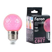 Лампа светодиодная Feron LB-385 Шарик розовый прозрачный E27 1W 230V