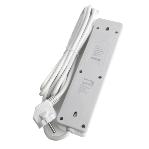 Сетевой фильтр 3-местный с/з STEKKER HM20-31-02 3x1мм2, 1,8 м, серия Optima, белый фото 7