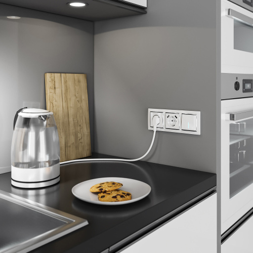 Розетка с заземлением, шторками и USBх2 (белая) W1171501 фото 5 Розетка с заземлением, шторками и USBх2 (белая) W1171501 фото 5