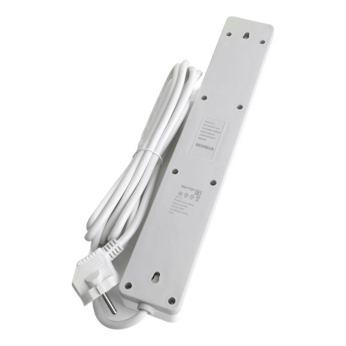 Сетевой фильтр 5-местный с/з STEKKER HM20-51-03 3x1мм2, 3 м, серия Optima, белый фото 5