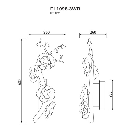 Бра  Sauvage Right FL1098-3WR фото 2