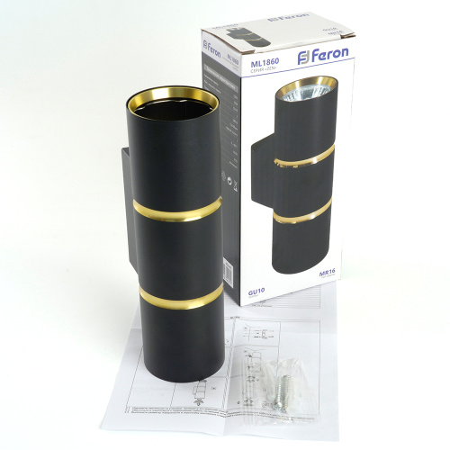 Светильник  настенный Feron ML1860 ZEN MR16 35W, 230V, 2*GU10, черный, золото IP20 фото 10