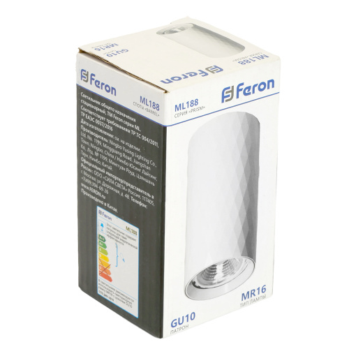 Светильник потолочный Feron ML188 Barrel PRISM MR16 GU10 35W 230V, белый фото 4