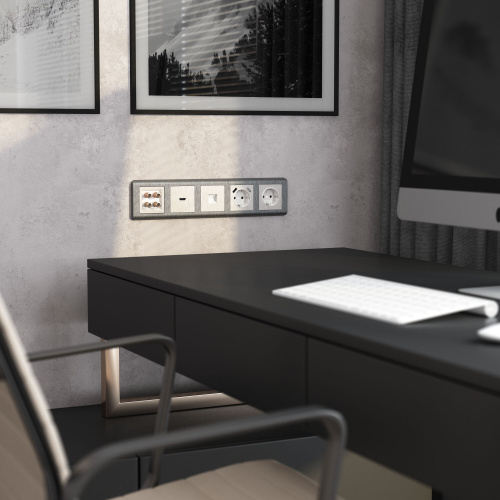 Телефонная розетка RJ-11 (перламутровый рифленый) W1182013 фото 3