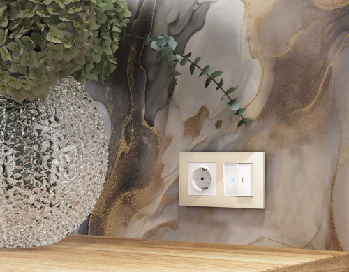 Комплект механизма 2-кл выключателя AMBRELLA VOLT с подсветкой 10000K ALFA Белый глянец QUANT (AP1040, VM115, G17B) фото 4