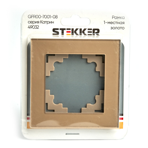 Рамка 1-местная, стекло, STEKKER GFR00-7001-08, серия Катрин, золото фото 3 Рамка 1-местная, стекло, STEKKER GFR00-7001-08, серия Катрин, золото фото 3