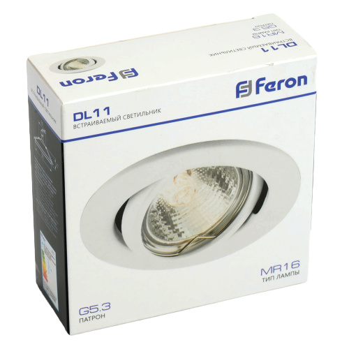 Светильник встраиваемый Feron DL11 потолочный MR16 G5.3 белый фото 2